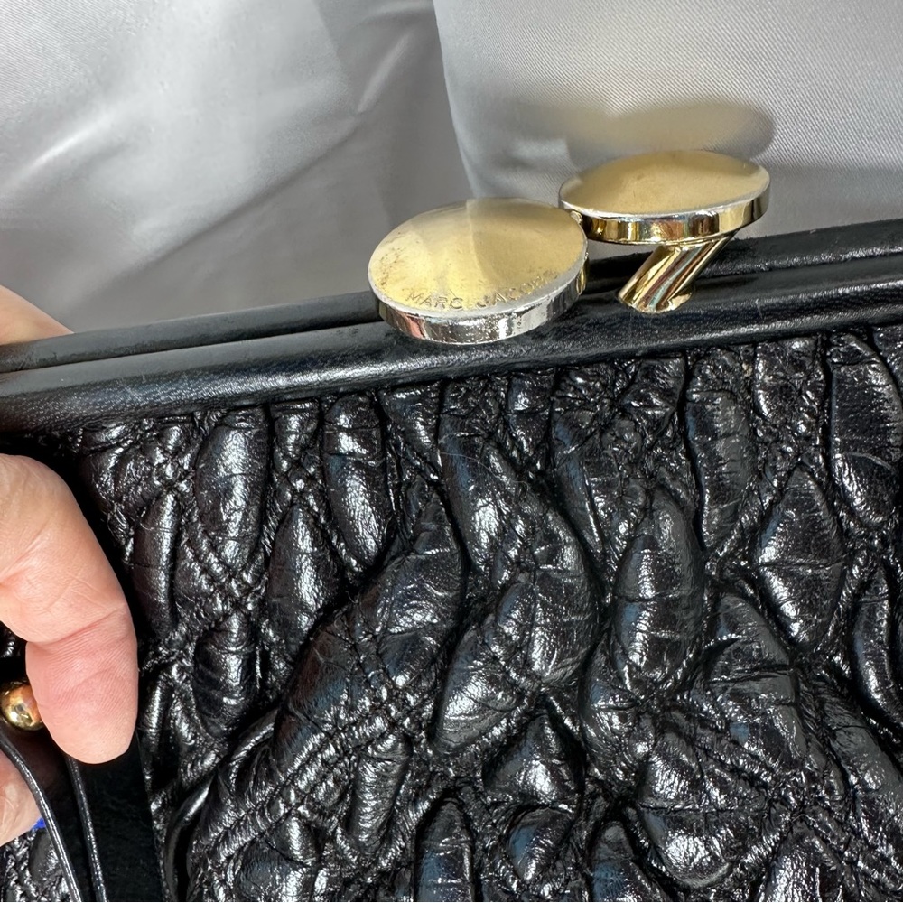 RARE Marc Jacobs Mina Stam Diamond Quilted Frame bag Kiss Lock Full Chain strap - Picture 6 of 13